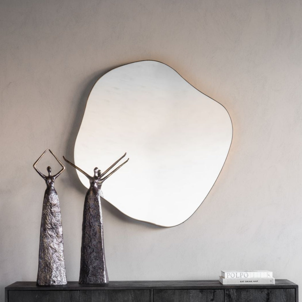 Organic Abstract Rustic Finish Wall Mirror | Large